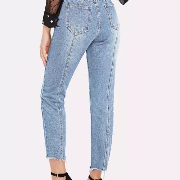 Denim - High Waisted Frayed Jean